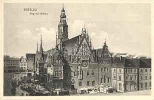 Wroclaw, Breslau; Ring mit Rathaus / square, town hall