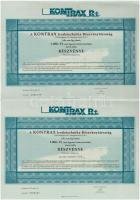 1992. "Kontrax Irodtechnika Részvénytársaság" részvénye 1000Ft-ról, szelvényekkel (2x) + 1...
