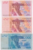 Nyugat-afrikai Államok 2003. 1000Fr-10.000Fr 6db-os vegyes bankjegy tétel T:I-III West African States 2003. 1000 Francs - 10.000 Francs 6pcs of various banknotes C:UNC-F