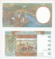 Közép-afrikai Államok / Gabon ~2004. 1000Fr + Nyugat-afrikai Államok / Szenegál 2002-2003. 500Fr T:I...