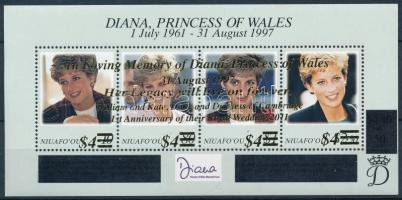 Lady Diana emlékére, Vilmos herceg és Kate Middleton első házassági évfordulója felülnyomott blokk, In memory of Lady Diana and first wedding anniversary of Kate and William overprinted block