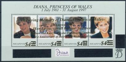 2012 Lady Diana emlékére, Vilmos herceg és Kate Middleton első házassági évfordulója felülnyomott blokk Mi 45