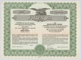 1990. "FOTEX Első Amerikai-Magyar Fotószolgáltatási Részvénytársaság" részvénye 100Ft-ról,...