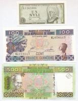 Guinea 1980-2010. 1S-1000Fr 5db különböző bankjegy T:I-III Guinea 1980-2010. 1 Syli - 1000 Francs 5pcs of different banknotes C:UNC-F