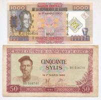 Guinea 1980-2010. 1S-1000Fr 5db különböző bankjegy T:I-III
Guinea 1980-2010. 1 Syli - 1000 Francs 5...