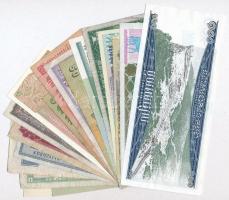 18db-os vegyes bankjegy tétel, benne Hollandia, Holland Kelet-India / Japán megszállás, India, Bhutá...