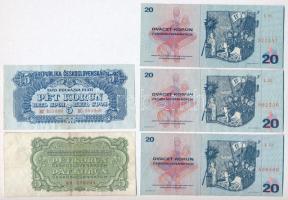 Csehszlovákia 1944. 5K + 1961. 5K + 1970. 20K T:III,III- Czechoslovakia 1944. 5 Korun + 1961. 5 Korun + 1970. 20 Korun C:F,VG