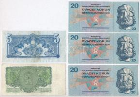 Csehszlovákia 1944. 5K + 1961. 5K + 1970. 20K T:III,III-
Czechoslovakia 1944. 5 Korun + 1961. 5 Kor...