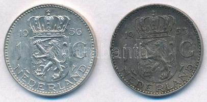 Hollandia 1955-1956. 1G Ag "I. Julianna" (2x) T:1-,2 patina 
Netherlands 1955-1956. 1 Gul...