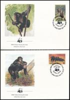 WWF Csimpánzok sor  4 db FDC-n, WWF Chimpanzees set 4 FDC