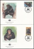 WWF Chimpanzees set 4 FDC WWF Csimpánzok sor  4 db FDC-n