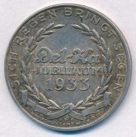 Ausztria 1933. Del-Ka 25 éves Jubileum jelzett Ag emlékérem (16,26g/0.900/35mm) T:2 Austria 1933. Del-Ka 25th Anniversary hallmarked Ag commemorative medal (16,26g/0.900/35mm) C:XF