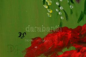 Dilinkó Gábor (1929-2014): Virágcsendélet. Olaj, farost, jelzett, sarán sérült, 58×51 cm