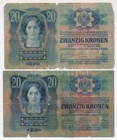 Vegyes: 9db-os korona bankjegy tétel, több darabon piros "MAGYARORSZÁG" felülbélyegzés, 10...