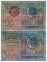 Vegyes: 9db-os korona bankjegy tétel, több darabon piros "MAGYARORSZÁG" felülbélyegzés, 10...