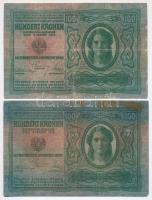 Vegyes: 9db-os korona bankjegy tétel, több darabon piros "MAGYARORSZÁG" felülbélyegzés, 10...