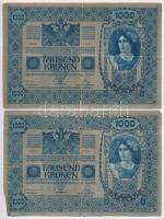 Vegyes: 9db-os korona bankjegy tétel, több darabon piros "MAGYARORSZÁG" felülbélyegzés, 10...