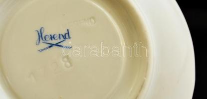 Herendi zöld virágmintás porcelán mokkás csésze és csészealj, kézzel festett, jelzett, hibátlan, 2 d...