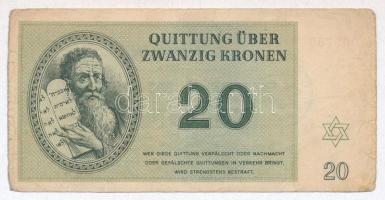 Német Harmadik Birodalom / Cseh-Morva Protektorátus / Theresienstadt gettó 1943. január 1. 20 helyi pénz T:III German Third Reich / Protectorate of Bohemia and Moravia / Theresienstadt ghetto 1943. January 1. 20 Kronen local paper money C:F