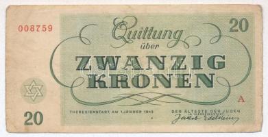 Német Harmadik Birodalom / Cseh-Morva Protektorátus / Theresienstadt gettó 1943. január 1. 20 helyi ...