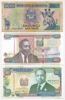 6db különböző bankjegy afrikai országokból, közte Etiópia, Kenya, Tanzánia T:I,III
6pcs of differen...