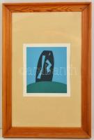 Mészáros Dezső (1923-2003): Negatív, szitanyomat, papír, jelzett, paszpartuban, üvegezett fa keretben, 26,5×23 cm