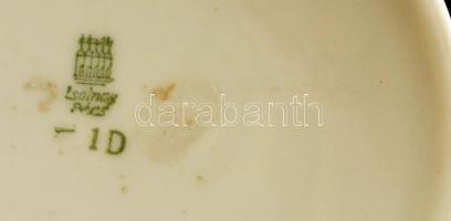 Zsolnay teás csésze és alj, matricás, jelzett, kopásnyomokkal, d: 8 és 15 cm