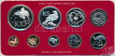 Pápua Új-Guinea 1980. 1t-10K (9xklf) forgalmi sor kartoncsomagolásban T:PP Papua New Guinea 1980. 1 Toea - 10 Kina (9xdiff) coin set in cardboard case C:PP