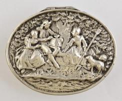 Ezüst(Ag) antik szelence, jelzett, 6x5x1,5 cm, nettó: 51 g