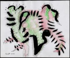 Szeift Béla (1944-2012): Virágzás. Akvarell, papír, jelzett, kis szakadással, 24×29 cm