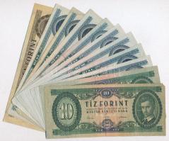 1962-1986. 11db-os forint bankjegy tétel, 10-20-50Ft-os címletek T:III
