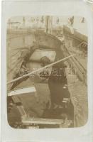 6 db RÉGI Osztrák-magyar sérült hadihajó, fotó képeslapok / 6 pre-1920 K.u.K. Kriegsmarine damaged w...