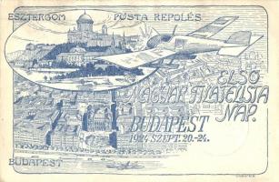 1924 Budapest-Esztergom, Első Magyar Filatelista Nap, Posta repülés / First Hungarian Philatelist Day, Post flight, aircraft, So. Stpl s: Lehnert