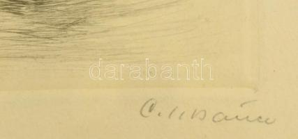 Carl Joseph Bauer (1895-1989): Falcher Strand. Rézkarc, papír, jelzett, üvegezett keretben, 11×9,5 c...