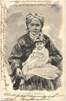 Kobieta z dzieckiem / Polish folklore, mother and child (EK)