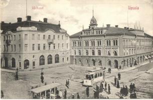 Uppsala, Upsala; Radhuset / town hall, trams