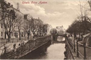 Uppsala, Upsala; Östra Agatan / street view with canal