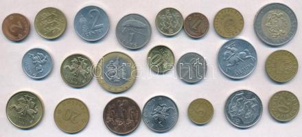 22db különböző fémpénz a balti államokból T:2 22pcs of different metal coins from the Baltic states C:XF