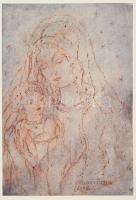 Kapoli Ilona (?-): Madonna a kis Jézussal. Vegyes technika, karton, jelzett, 29×20 cm