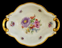 Victoria virágmintás tálka, matricás, jelzett, kopásokkal, 21,5×17 cm