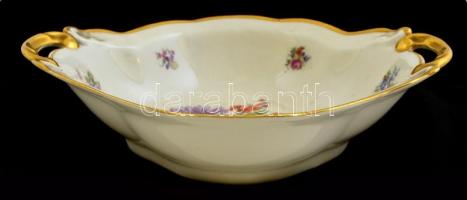 Victoria virágmintás tálka, matricás, jelzett, kopásokkal, 21,5×17 cm