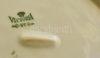 Victoria virágmintás tálka, matricás, jelzett, kopásokkal, 21,5×17 cm