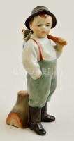Zsolnay vízhordó kisfiú, kézzel festett, jelzett, hibátlan, m:19 cm