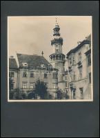 cca 1930-1940 Sopron, Tűztorony, kartonra ragasztott fotó, 17x17 cm