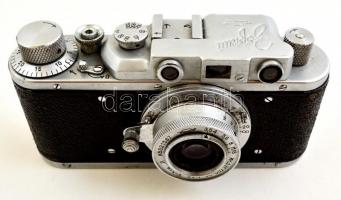 cca 1950 Zorkij-1C távmérős fényképezőgép, eredeti bőr tokjában, működőképes állapotban / Vintage Ru...
