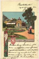 Karlovy Vary, Karlsbad; Cursalon im Stadtpark / spa in park. V. Brünn Art Nouveau, litho