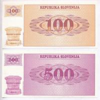 Szlovénia 1990-1992. 100T + 500T mindkettő "VZOREC (MINTA)" T:I
Slovenia 1990-1992. 100 T...