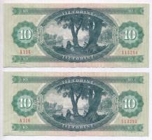 1975. 10Ft (2x) sorszámkövetőek T:III szép papír
