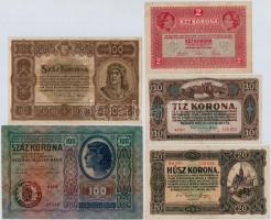 1912-1920. 5db-os korona bankjegy tétel T:III