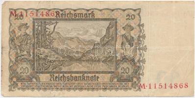 Német Harmadik Birodalom 1939. 20M T:III
German Third Reich 1939. 20 Mark C:F